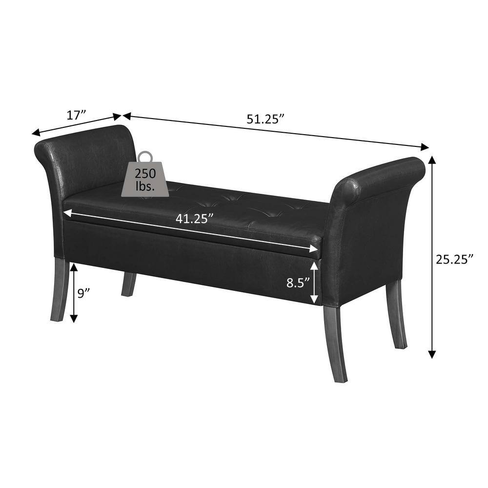 Classic Tan Fabric Rolled Arm Storage Bench with Solid Wood Feet