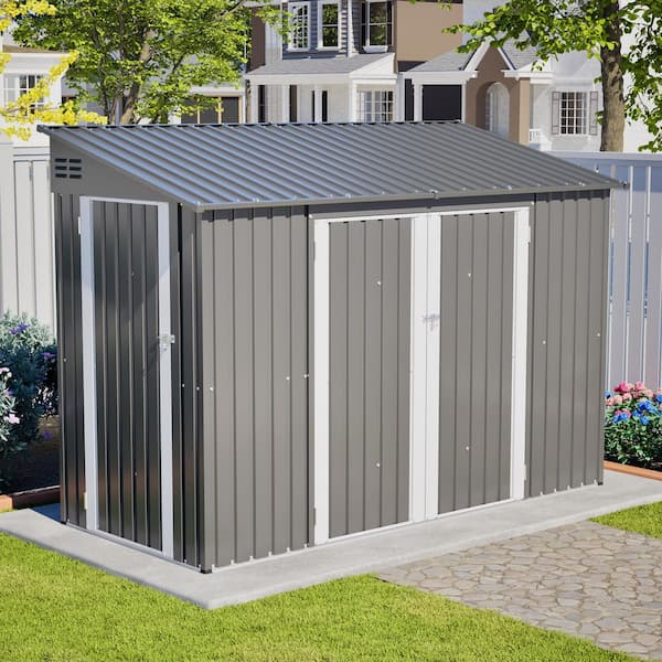 9 ft. W x 4 ft. D Outdoor Metal Garden Storage Shed with Lockable