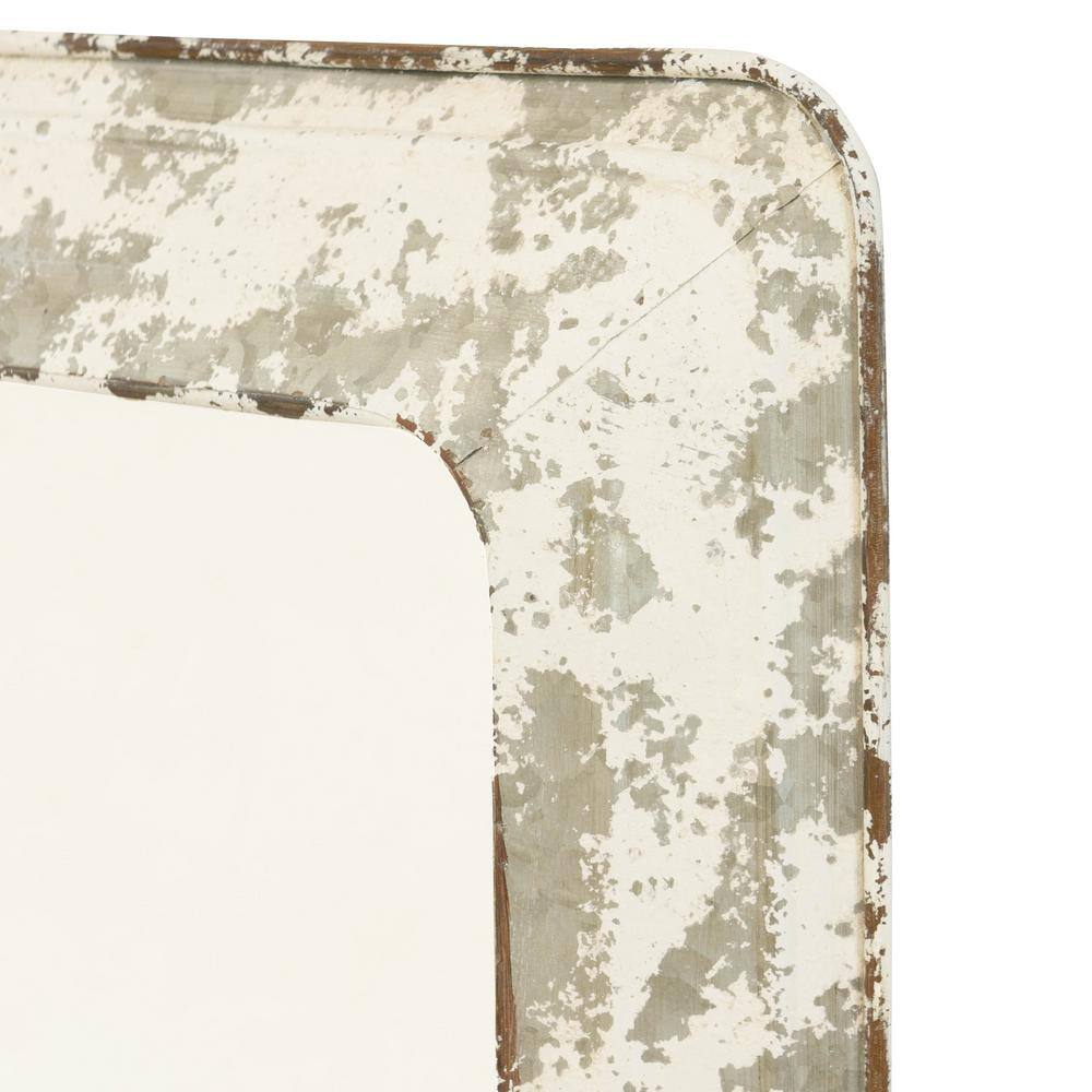 Jaycee Distressed White Metal Rectangular Wall Mirror