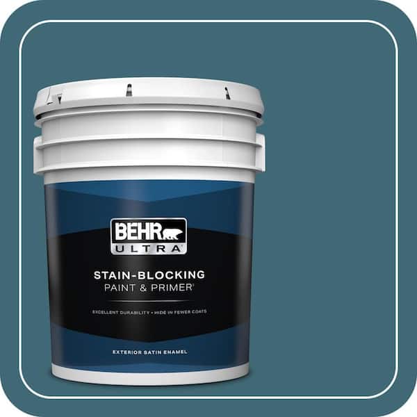 BEHR ULTRA 5 gal. #PMD-45 Teal Mosaic Satin Enamel Exterior Paint & Primer