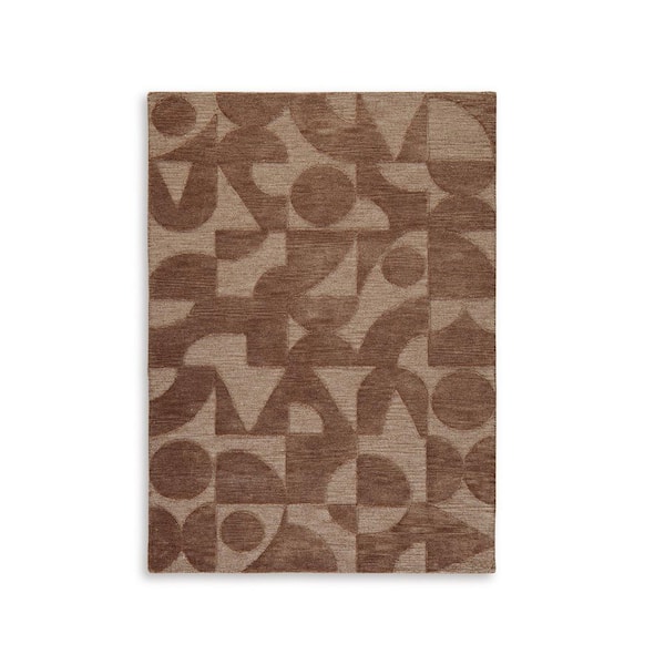 Perrenton Brown 5 ft. x 7 ft. Geometric Area Rug