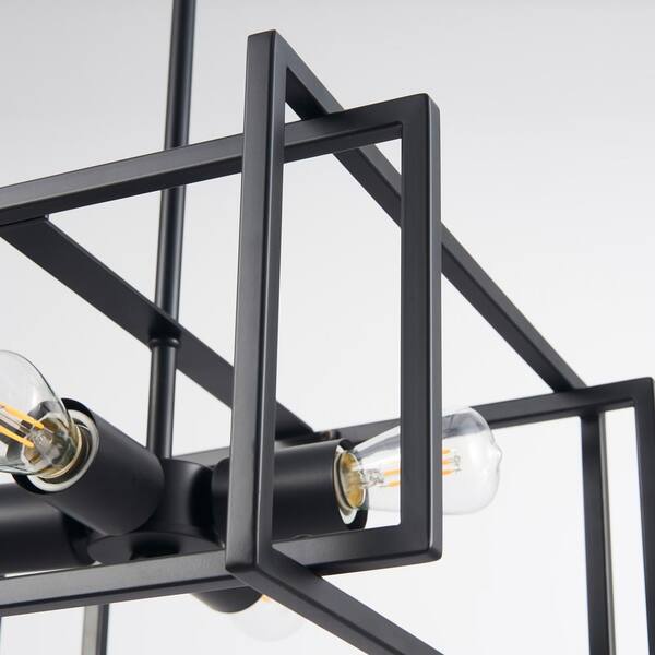 Merra 16 in. 4-Light Black Semi-Flush Mount with Open