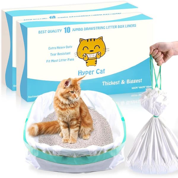 Hyper 36 in. x 18 in. Extra Heavy-Duty Jumbo Size Cat Pan Liners with Green Drawstring Tear Resistant (20 Liners Box)