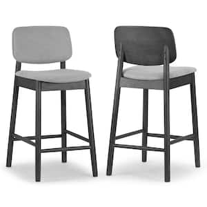 Azura 26 in. Gray Wooden Counter Stool with Fabric Seat 2 Set of Included