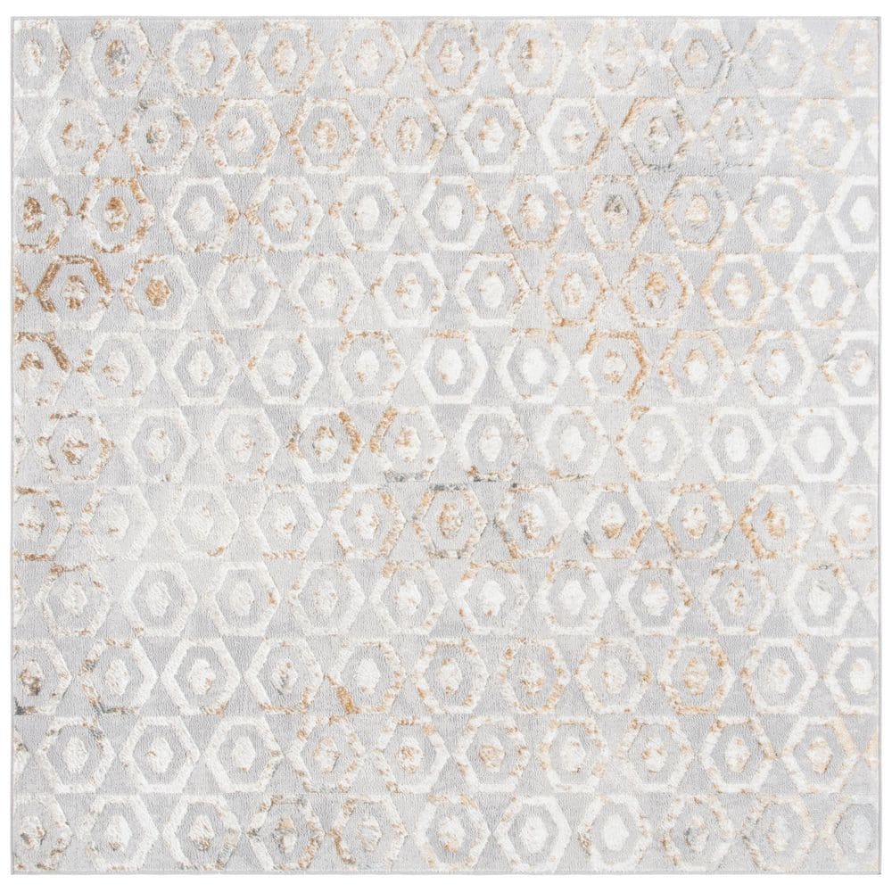 Orchard 7 ft. x 7 ft. Gray/Gold Distressed Geometric Square Area Rug price history on PriceWatchPro