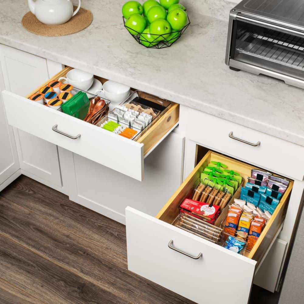 Esepony Storage Bins with Removable Dividers and Lids for Cabinet