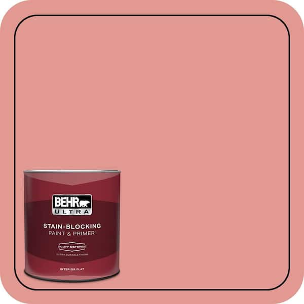 BEHR ULTRA 1 qt. #160D-4 Strawberry Rose Extra Durable Flat Interior Paint & Primer