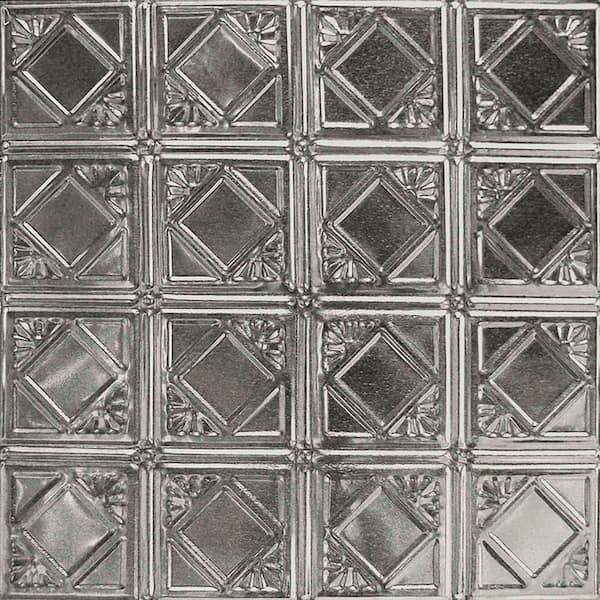 AMERICAN TIN CEILINGS Pattern #19 in Stainless Steel 2 ft. x 2 ft. Nail ...