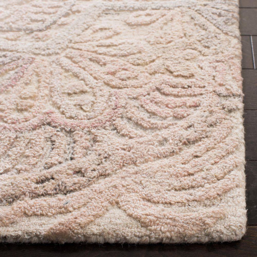 Ivory Floral Hand-Tufted Wool Accent Rug 27" x 14"