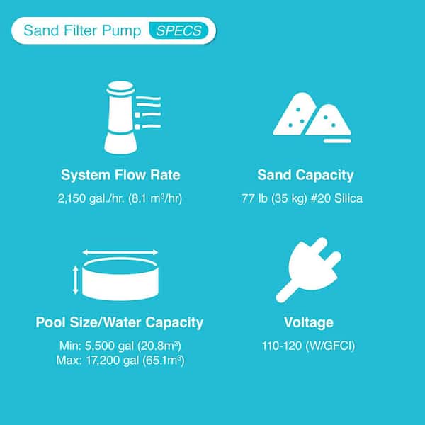 60 sq. ft. Filtration Area 2800 GPH Above Ground Pool Sand Filter Pump with Deluxe Pool Maintenance Kit