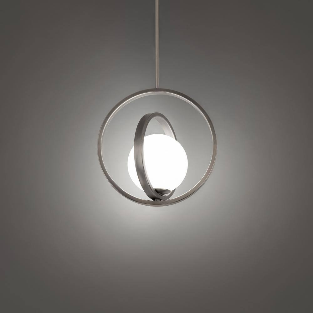 Ellington Mini Globe 10" LED Pendant in Brushed Nickel with Opal Glass