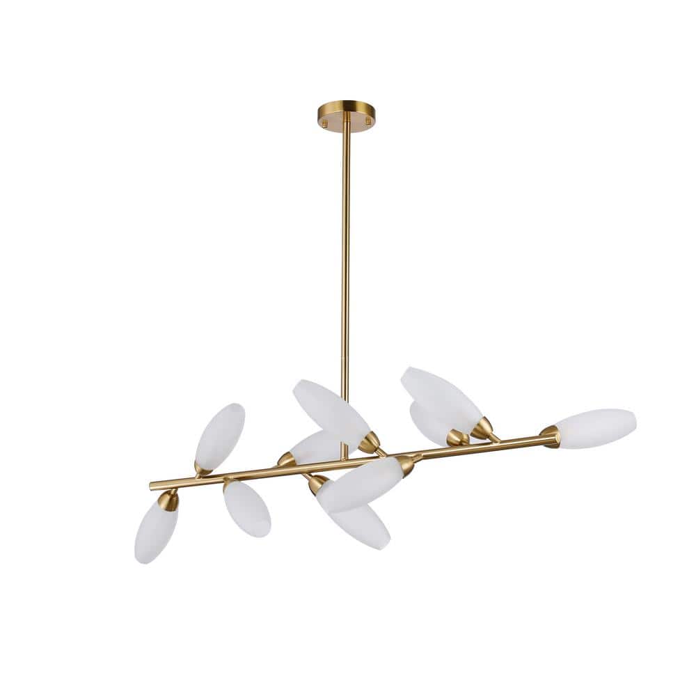 Bosywell 10-Light Gold Linear Chandelier for Living Room with No Bulbs Incl