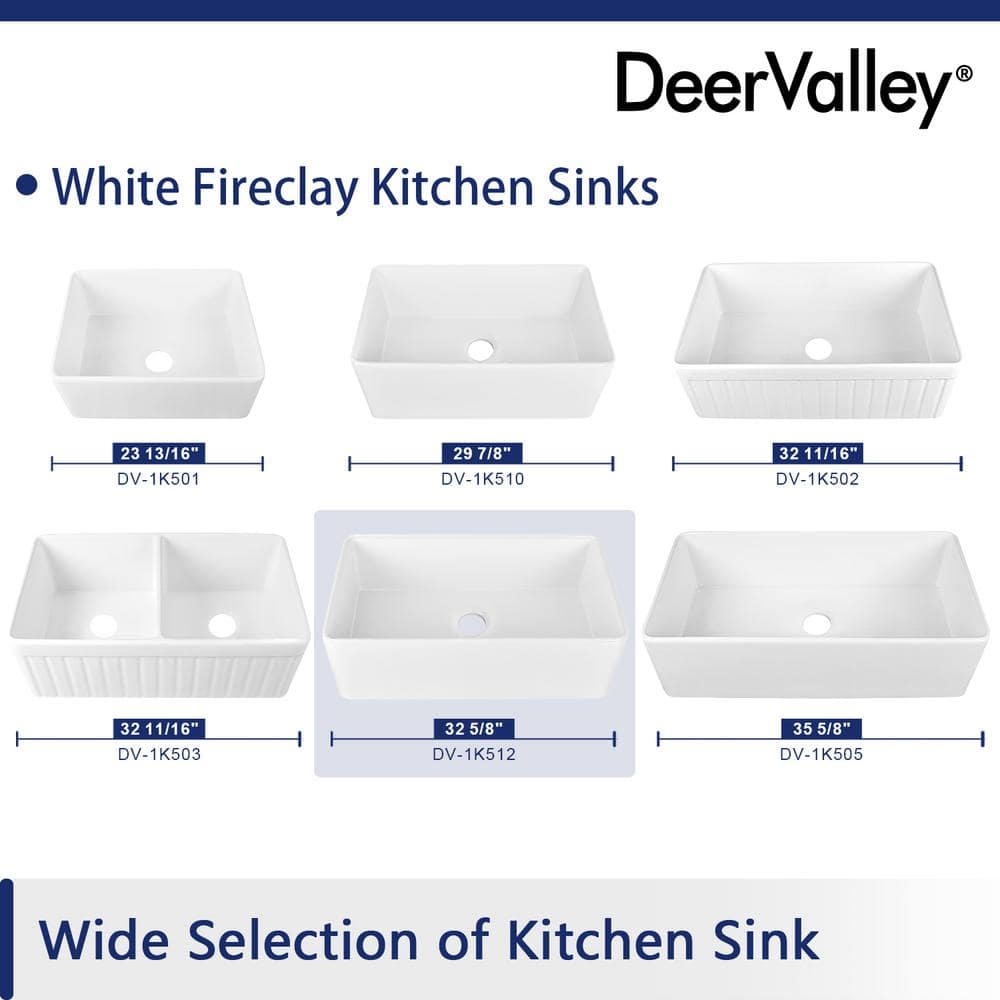White Fireclay Single Bowl Farmhouse Kitchen Sink