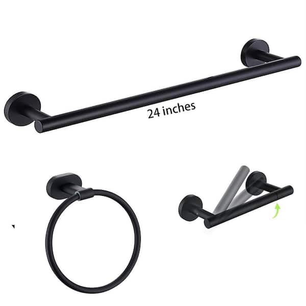 ATKING 3-Piece Bath Hardware Set with Mounting Hardware in Stainless Steel Matte Black