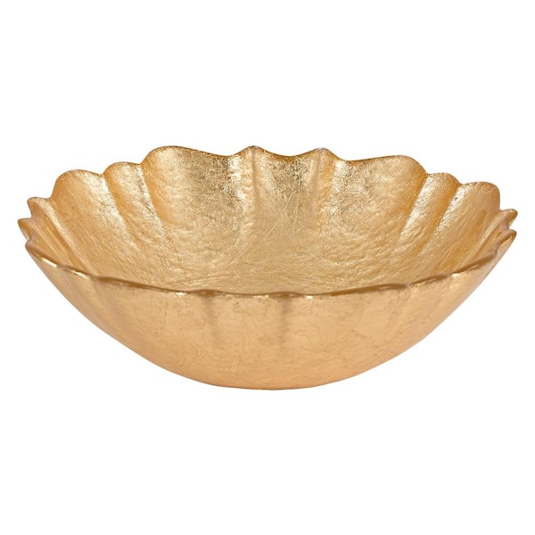 Badash Crystal Victoria Authentic Gold Leaf on Glass 6 in. Bowl