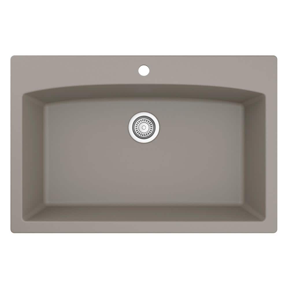 Concrete Quartz 33'' Single Bowl Drop-In Kitchen Sink Kit