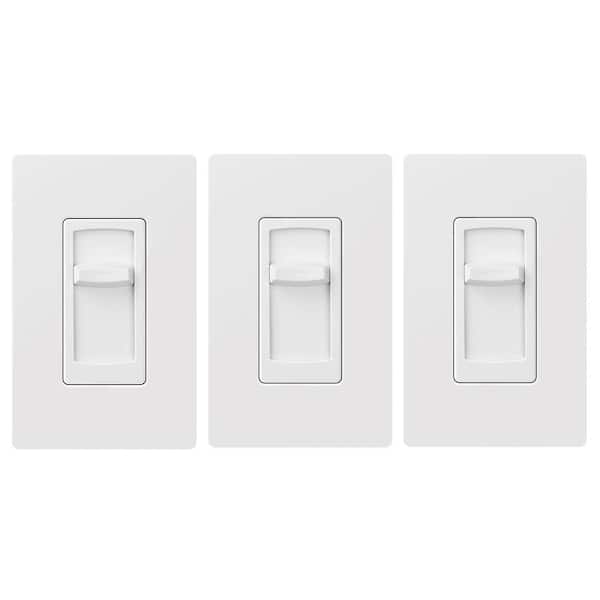 Lutron Skylark Contour LED+ Dimmer Switch w/\Wallplate for LED Bulbs, 150W/Single-Pole or 3-Way, White (CTCL-3PK-WHW) (3-Pack)