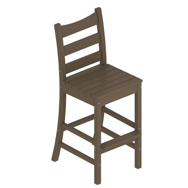 NewTechWood HDPE Plastic Outdoor Bar Chair in Teak