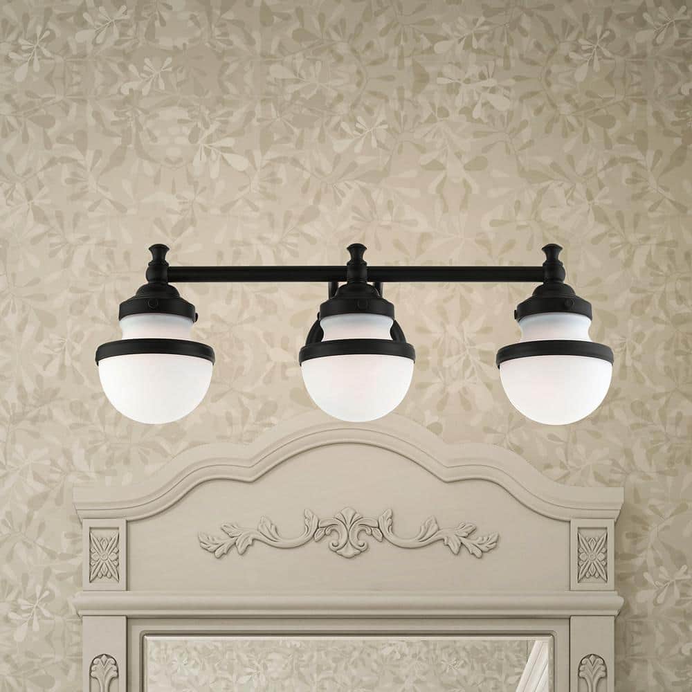 Oldwick Sleek 3-Light Vanity Sconce with Satin Opal White Glass