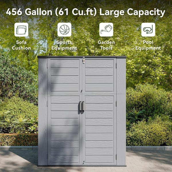 Sizzim 4 ft. 7.9 in. W x 2 ft. 2.4 in. D x 6 ft. H Resin Shed