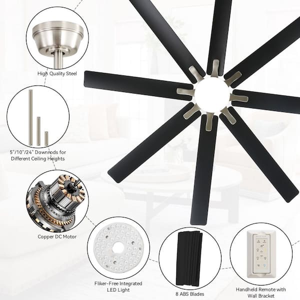 Sofucor 66 in. LED Indoor/Outdoor Brushed Nickel Smart Modern
