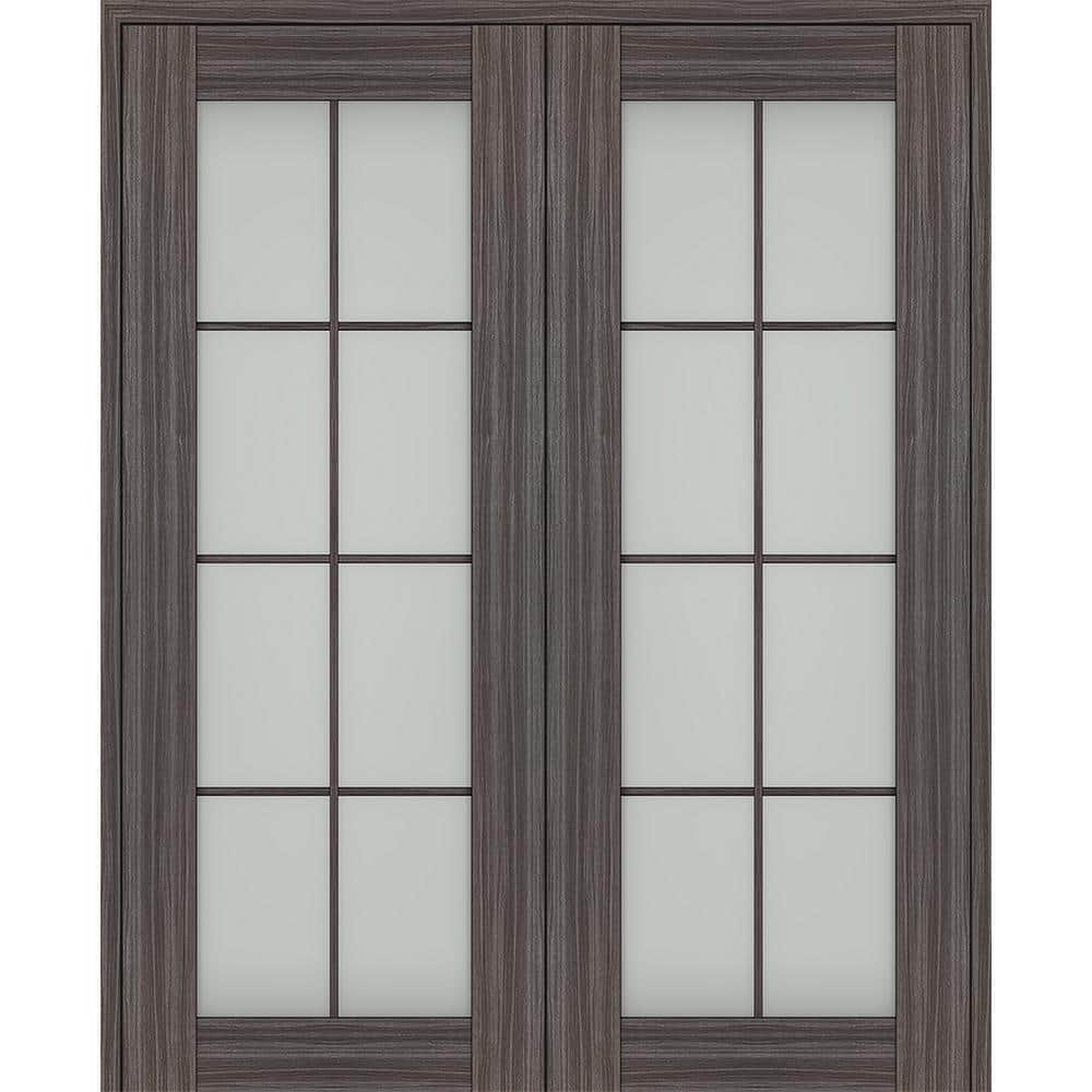 Paola 60 in. x 96 in. Both Active 8-Lite Frosted Glass Gray Oak Wood Composite Double Prehung French Door price history on PriceWatchPro
