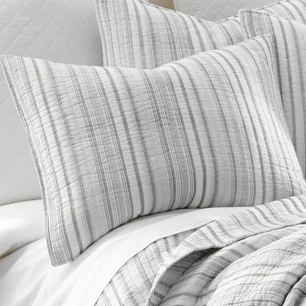 Bondi Gray Cotton Full Quilt and Sham Set