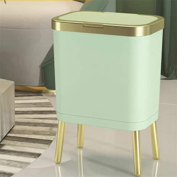 happimess 8-Gallons Mint Green Metal Kitchen Trash Can with Lid Indoor at