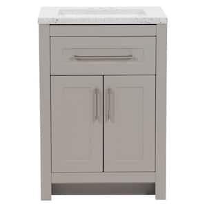 Clady 25 in. W x 19 in. D x 35 in. H Single Sink Freestanding Bath Vanity in Gray with Silver Ash Cultured Marble Top
