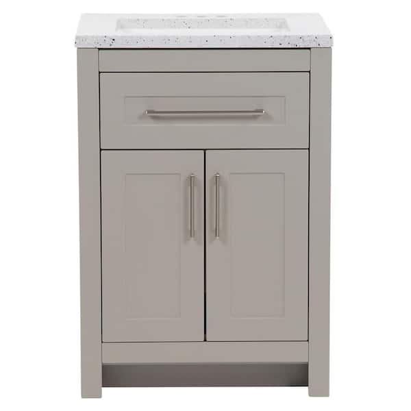Clady 25 in. Single Sink Gray Bath Vanity with Silver Ash Cultured Marble Top (Assembled)