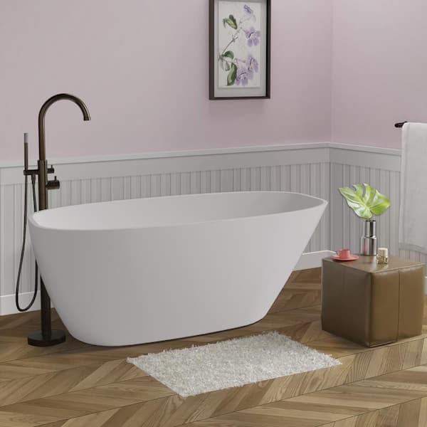 59 in. x 30 in. Acrylic Freestanding Bathtub Single Slipper Soaking Bathtub in Gloss White