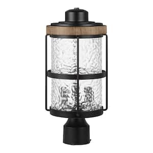 Fuller Park 3-Light Matte Black Iron Outdoor Post Lamp with glass shade