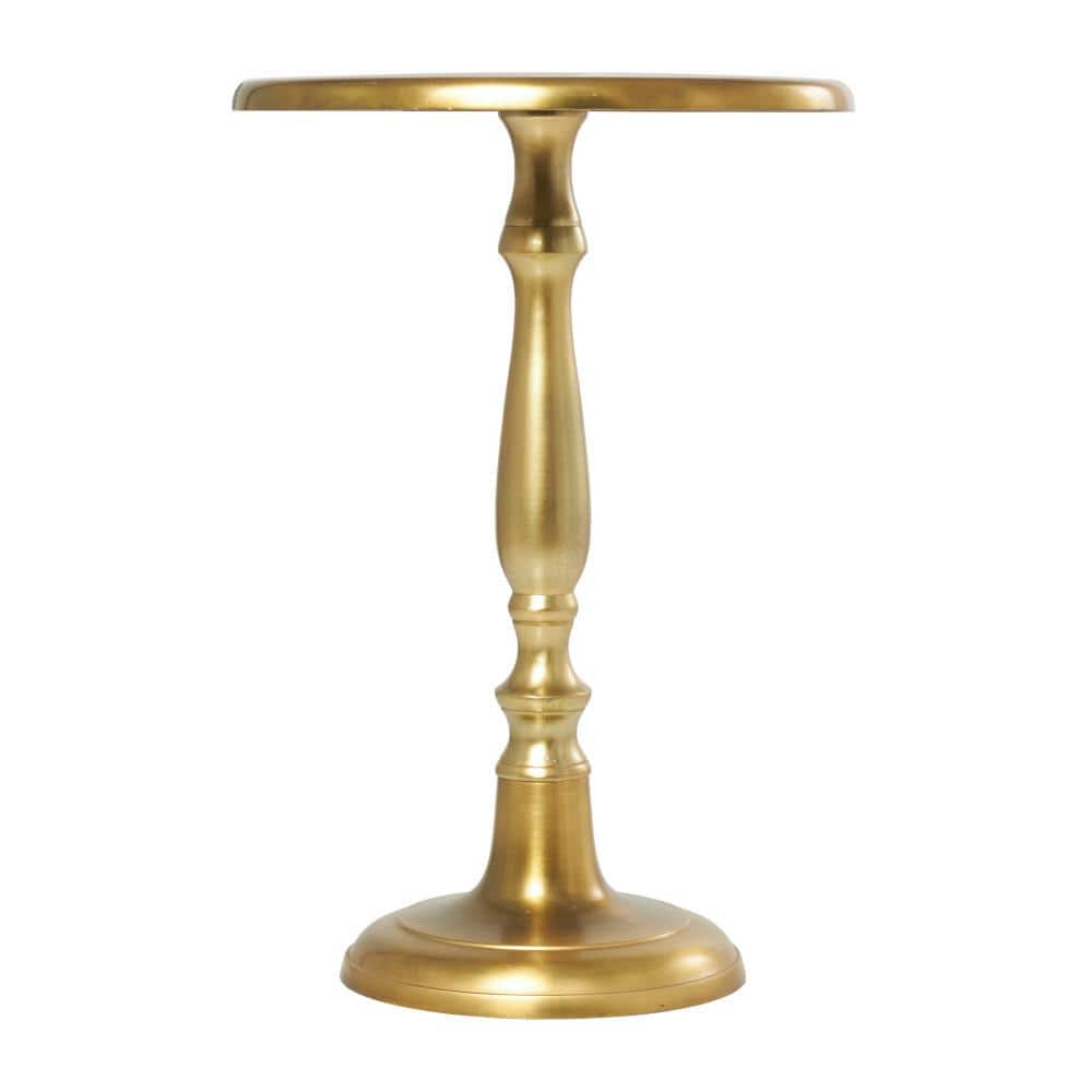 Gold Aluminum Round Pedestal Accent Table, 19"