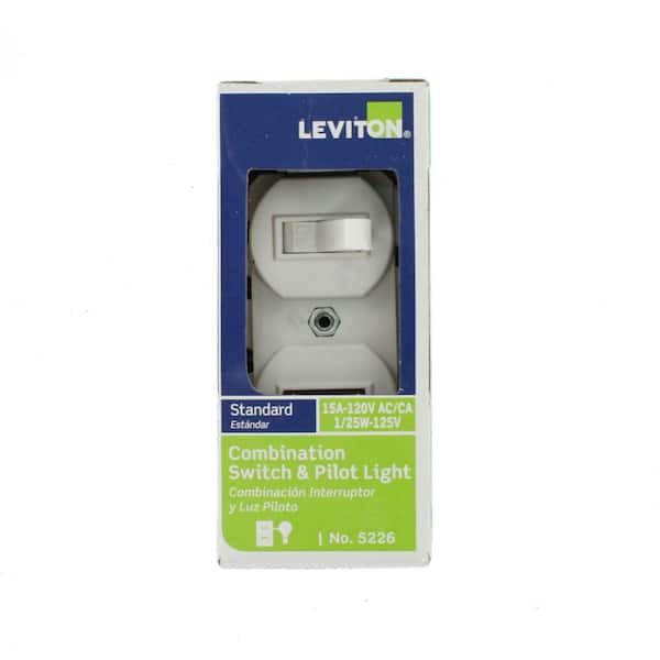1/25W-125V Combination Switch with Neon Pilot Light, White 5226-WS