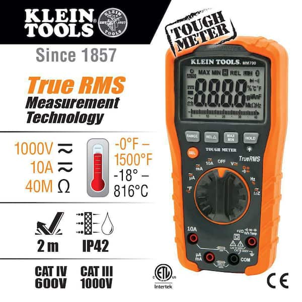 Klein Tools Multimeter TRMS/Low Impedance, 1000V MM700 - Home Depot