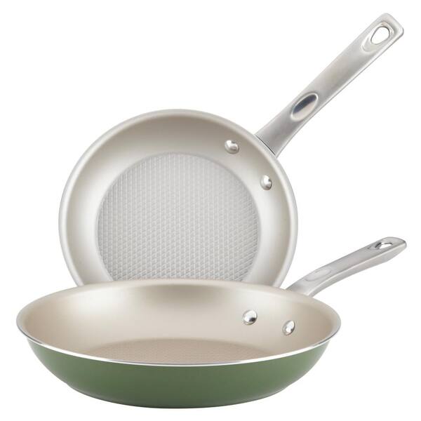 Ayesha Curry Home Collection 2-Piece Aluminum Nonstick Skillet Set in Basil Green