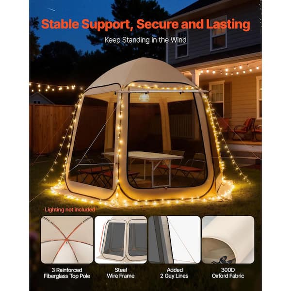 VEVOR Screen House Tent, 10 x 9.2 ft., 4-8 Person Pop Up Screen