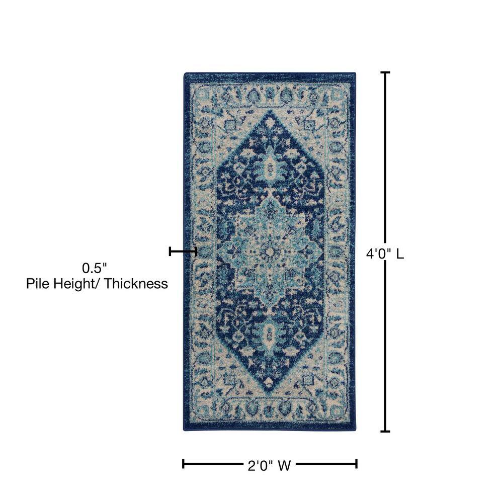 Tranquil Medallion Ivory & Light Blue Viscose 2x4 Rug