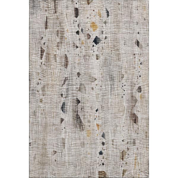 Mayfield Premium Machine Washable Abstract AMF2092 Linen 5 ft. x 7 ft. 6 in. Area Rug