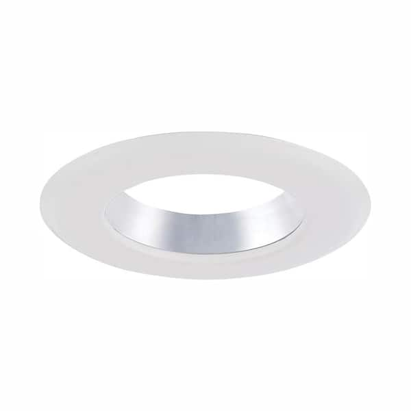 4 in. Decorative Specular Clear Cone on White Trim Ring for LED Recessed Light with Trim Ring