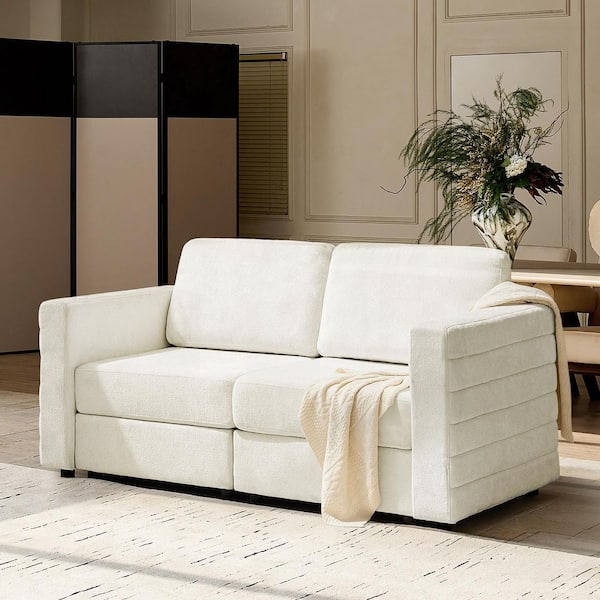 Julian 65.5 in. 2-piece Polyester Sectional Sofa in Beige