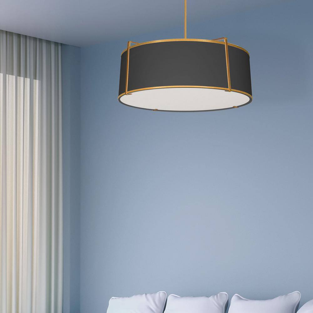 Gold and Black 24" Drum Pendant Ceiling Light