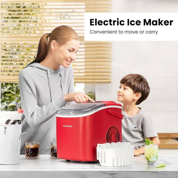 VIVOHOME 26 lb. Daily Production Bullet Clear Ice Portable Ice Maker Finish: Red wal-VH1246US