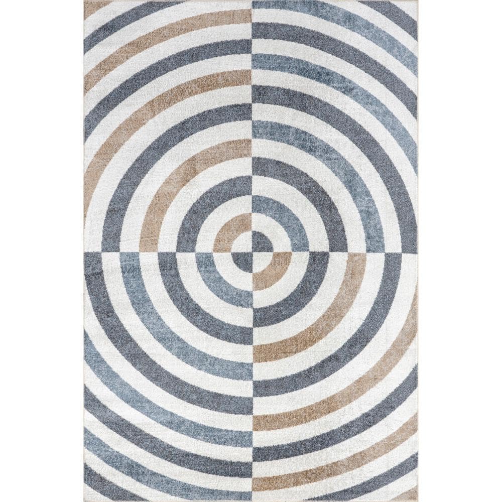 nuLOOM Modern Swirls Machine Washable Blue 5 ft. x 8 ft. Bohemian Area