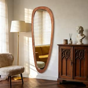 LuxHomez 22"W x 60"H Irregular Natural Wood-Frame Wall Mirror