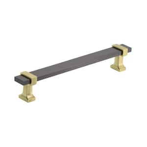 Overton 6-5/16 in. (160mm) Classic Black Chrome/Brushed Gold Bar Cabinet Pull