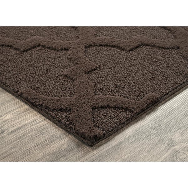 Mocha Quatro 5 ft. x 8 ft. Cut-loop Trellis Area Rug