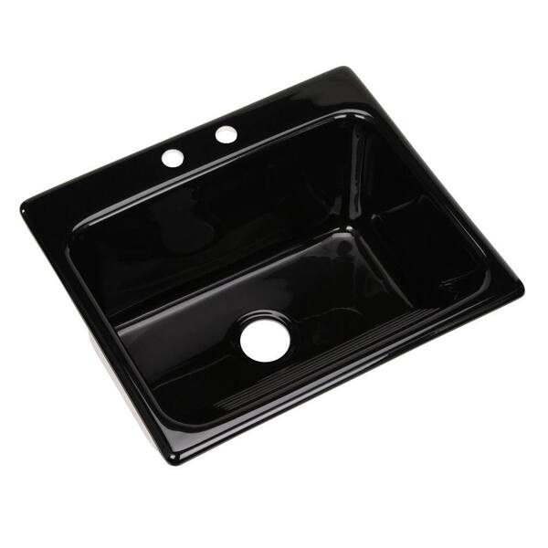 Thermocast Kensington Drop-In Acrylic 25 in. 2-Hole Single Bowl Utility Sink in Black