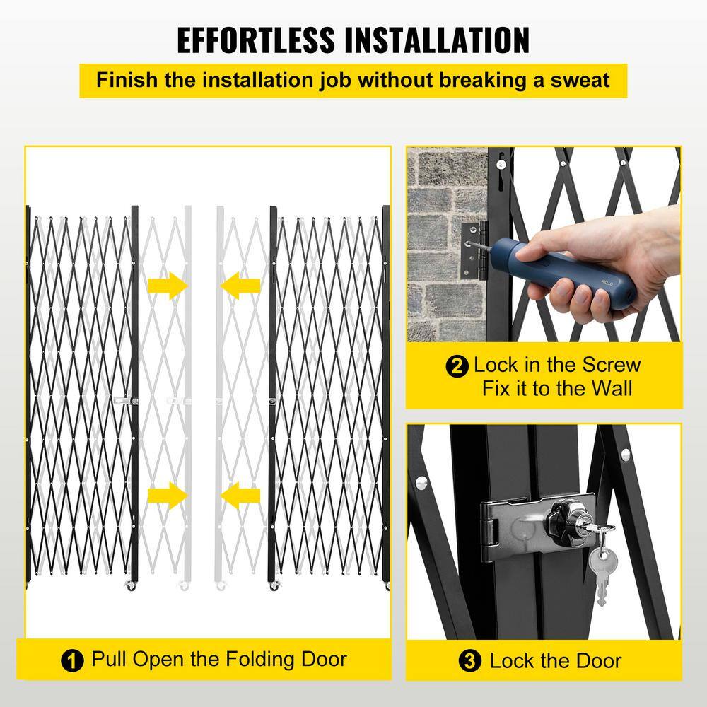 Black Metal Double Folding Security Gate for Commercial Use
