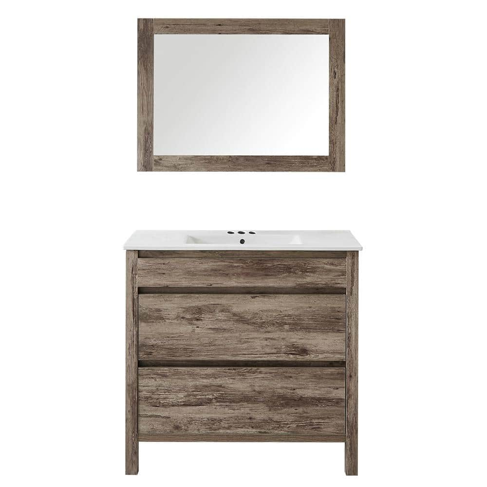 Tuhome Napoles Freestanding Sink - White/Light Grey Engineered Wood